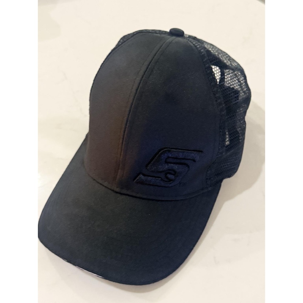 Snap-On Trucker Hat Mens OSFM Black Good Mesh Back Embroidered Logo Snapback - Picture 5 of 7